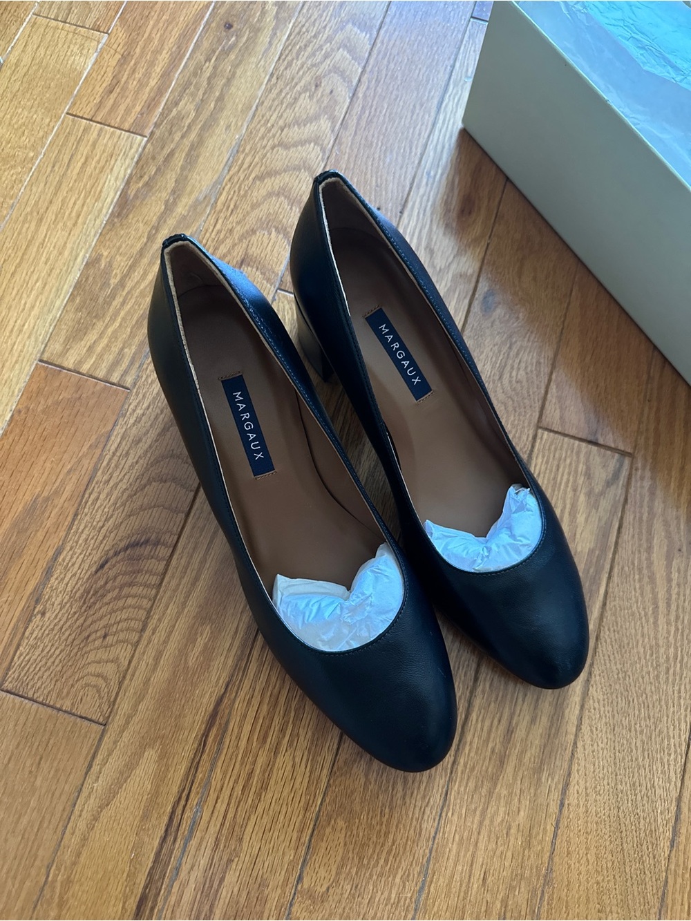 Margaux The Heel Black Leather Pumps
